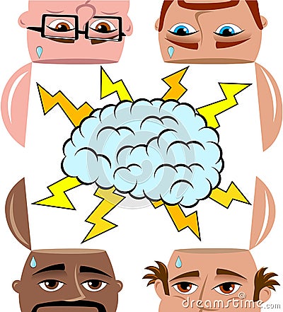 Brainstorming Men Sharing Open Minded Isolated Vector Illustration