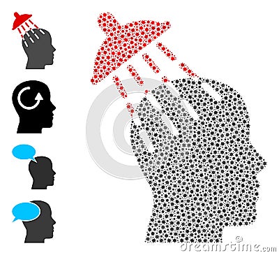 Brainwashing Collage of Virulent Infection Icons Stock Photo