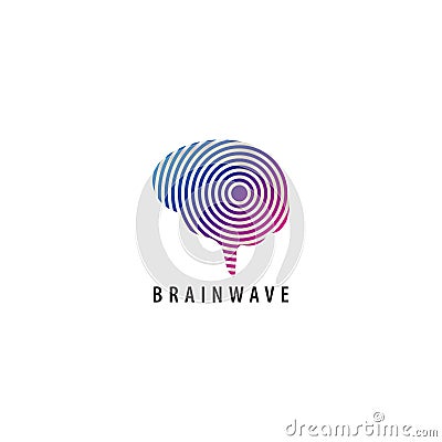 Brainwave logo design template. Colorful brain with a signal wave propagation illustration logo concept. Blue Magenta purple Vector Illustration