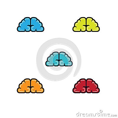 Brainy illustration full color abstract with outline Vector Illustration