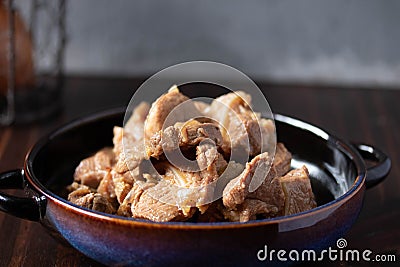 braised pork cartilage soup on wooden background Stock Photo