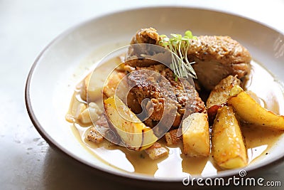 Braised roasted chicken with potatoes Stock Photo