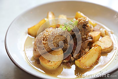 Braised roasted chicken with potatoes Stock Photo