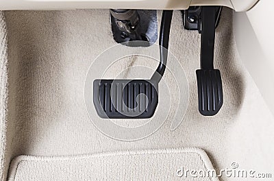 Brake and accelerator pedal Stock Photo