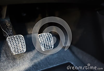 Brake and accelerator pedal of car Stock Photo