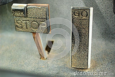 Brake and accelerator pedal for cars. Stock Photo
