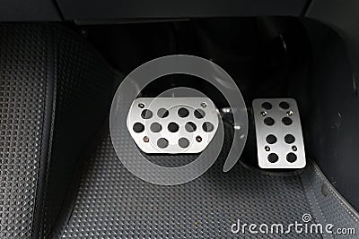 Brake and accelerator pedal Stock Photo