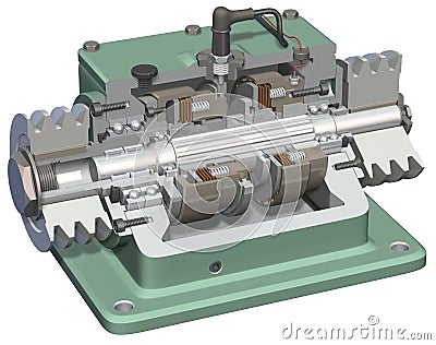 Brake Clutch Cutaway Cartoon Illustration