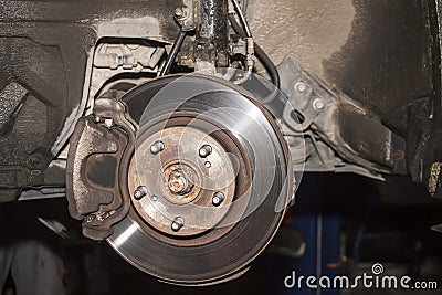 Brake disk of the car Stock Photo