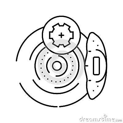 brake pad replacement car mechanic line icon illustration Cartoon Illustration