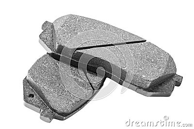 Brake pads isolated on white background. Auto parts. Brake pads isolated on white. Braking pads. Car part. Car detailing. Spare pa Stock Photo