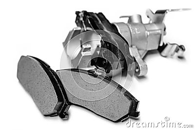 Brake pads with shallow depth of field Stock Photo