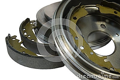 Brake shoes and drums Stock Photo