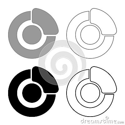 Brake system on wheel Automobile car disc pad hydraulic drum set icon grey black color vector illustration image solid fill Vector Illustration