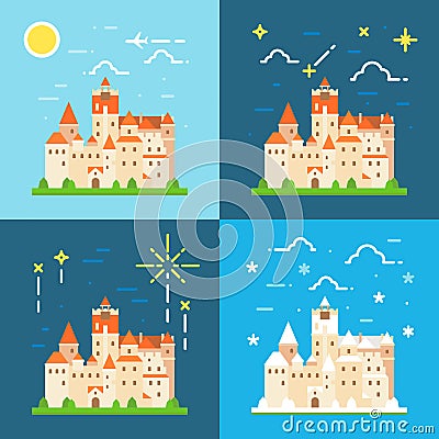 Bran castle germany flat design Vector Illustration