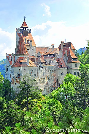 Bran castle overlooking the forest Stock Photo