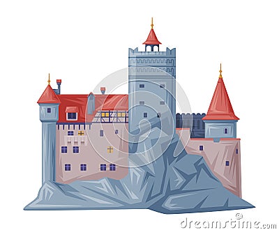 Bran Castle in Transylvania as Romania Traditional Symbol and Object Vector Illustration Stock Photo