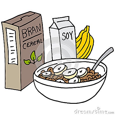 Bran cereal with bananas and soy milk Vector Illustration