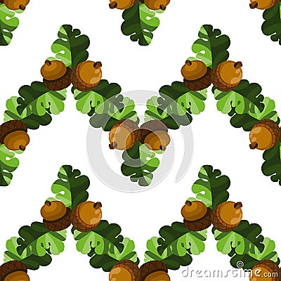 Branch acorn seamless pattern Stock Photo