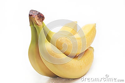 Branch bananas in water drops Stock Photo