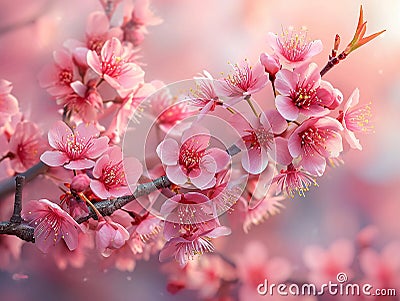 a branch of flowering sakura Stock Photo