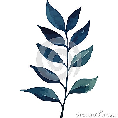 branch with leafs plant watercolor Stock Photo