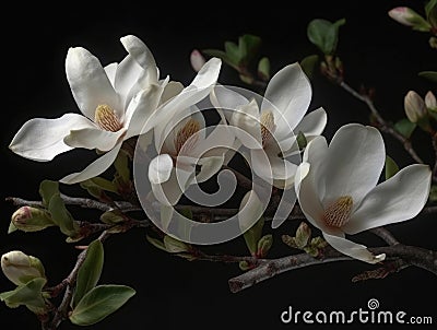 Branch of magnolia blossoms Stock Photo