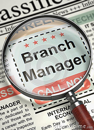 Branch Manager Wanted. 3D. Stock Photo