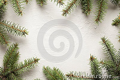 Spruce tree on white uneven surface Stock Photo