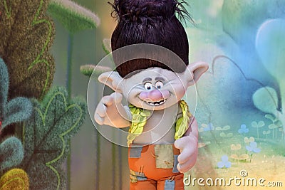 Branch Troll character entertainment figure in Dreamworld, Gold Coast, Queensland Australia Editorial Stock Photo