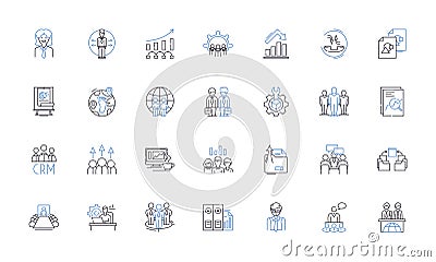 Branch workers line icons collection. Teller, Cashier, Customer Service, Banker, Manager, Advisor, Loan Officer vector Vector Illustration