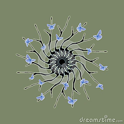 Branched butterfly mandala Stock Photo