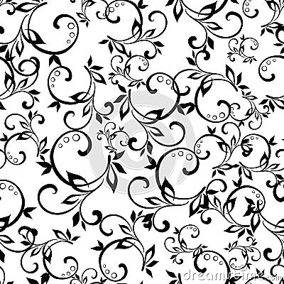 Branchers Leaves Swirls Vingate Black and White Vector Illustration