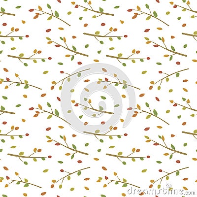 Branches of trees with autumn leaves: red, green and yellow vector isolated on white background. Vector Illustration