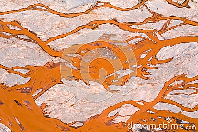 Branching orange riverbed closeup Stock Photo