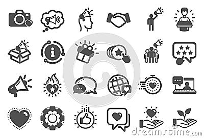 Brand ambassador icons. Influence people, Megaphone and Representative. Vector Vector Illustration