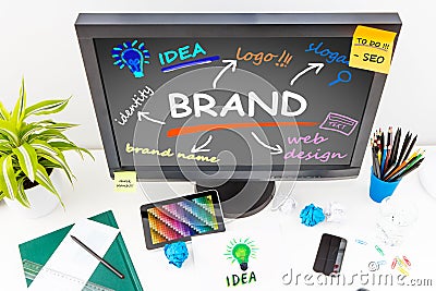 Brand Branding Design Marketing Drawing Stock Photo