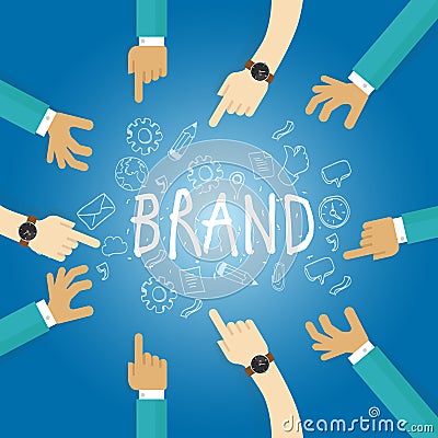 Brand building build company business name branding team work marketing Vector Illustration