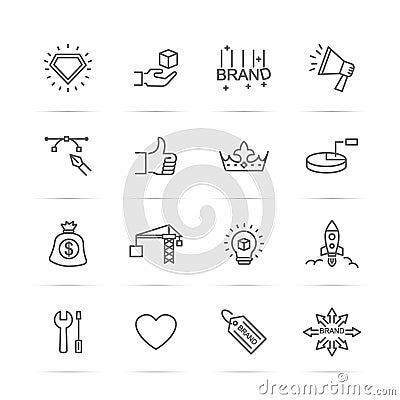 Brand building line icons Stock Photo