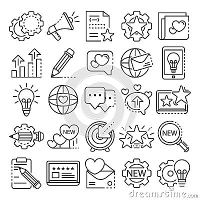 Brand icon set, outline style Vector Illustration