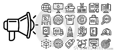 Brand icon set, outline style Vector Illustration