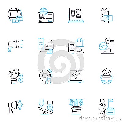 Brand Imaging linear icons set. Identity, Perception, Reputation, Image, Character, Personality, Branding line vector Vector Illustration