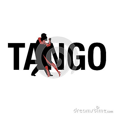 Brand logo. Letters tango. Silhouette of couple dancing tango. Stock Photo