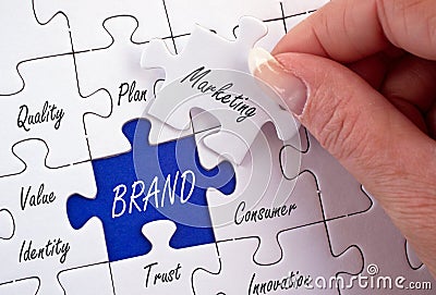 Brand - marketing and business puzzle Stock Photo