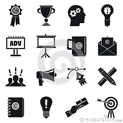 Brand marketing icon set, simple style Vector Illustration