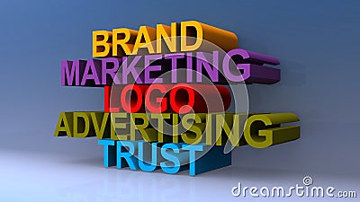 Brand marketing logo advertising trust on blue Stock Photo