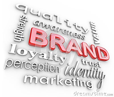 Brand Marketing Words Awareness Loyalty Branding Stock Photo