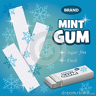 Brand mint gum concept background, realistic style Vector Illustration