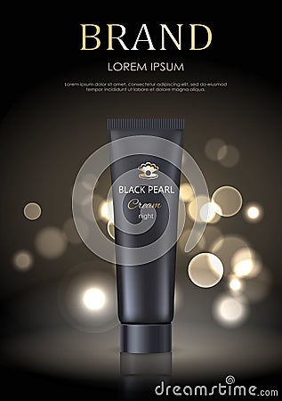 Brand Name Poster Black Pearl Night Face Cream Vector Illustration