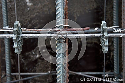 Column base building before pouring concrete Stock Photo